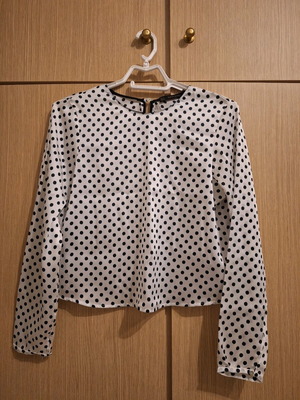 Satin polka dot blouse Zara like new, black and white, size S
