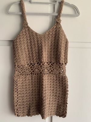 Hand knitted crochet top new, beige, size S