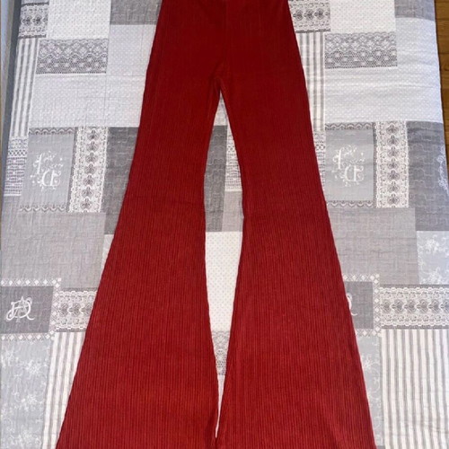 Bershka ribbed pants XS like new, brick red