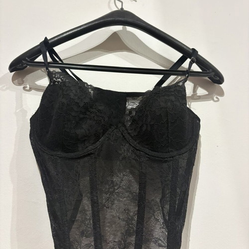 H&M Women's Corset Lace Fitted Size 80B Black New