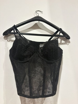 Γυναικείος κορσές H&M με δαντέλα, εφαρμοστός, νούμερο 80B, μαύρος καινούργιος