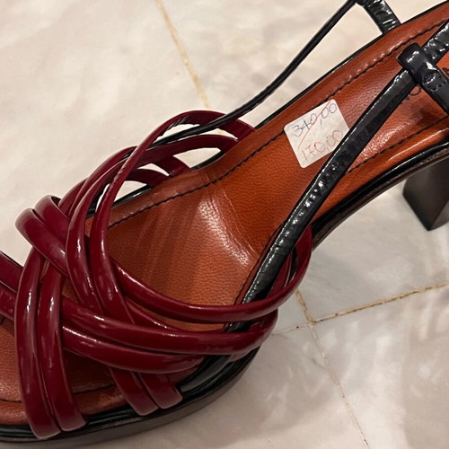 Costume National Wooden Heel Sandals like new, size 39, black and burgundy