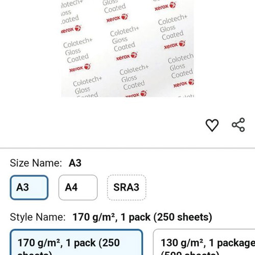 Xerox A3 Colotech+ Gloss Colour Laser Paper new, pack of 250 sheets