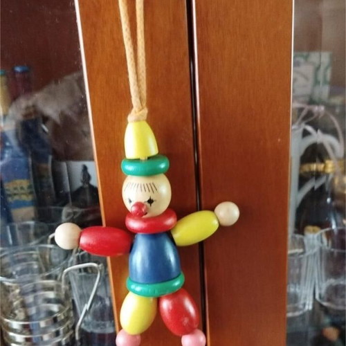 Wooden marionette toy like new, colorful, collectible