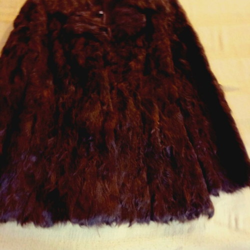 Fur jacket used brown goat leather, size XS