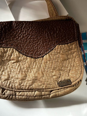 Vintage Italian crossbody bag used, brown with ink stains
