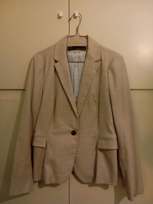 Σακάκι βαμβακερό Zara μεταχειρισμένο, μπεζ, μέγεθος large