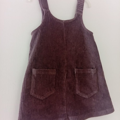 Zara corduroy pinafore dress, size 104, brown and purple