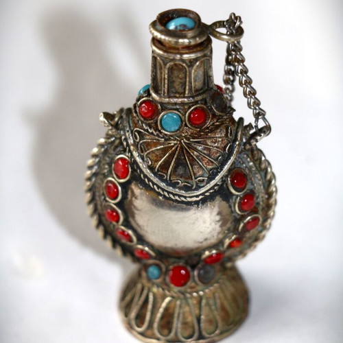 Tibetan Flask Pendant new with semi-precious stones