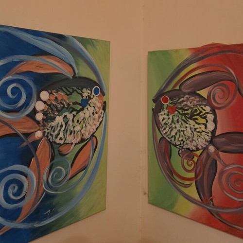 Two paintings with fish new