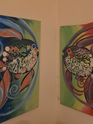 Two paintings with fish new