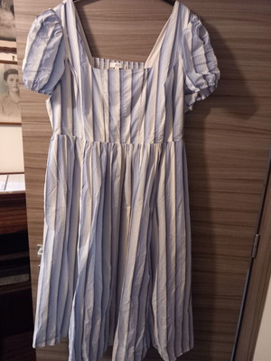 Marks and Spencer dress like new, cotton midi with blue and white stripes, size 48