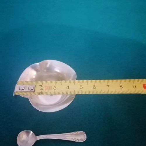 Silver sugar bowl 1960s handmade, like new with miniature spoon