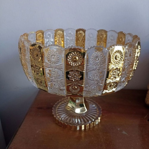 Bohemian Crystal Bowl used with Gilded Designs 22cm Diameter