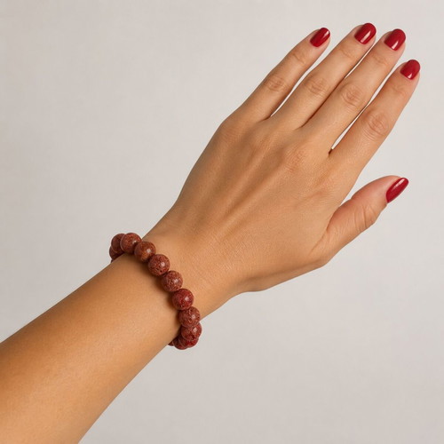 Steel bracelet with red coral and gold-plated elements, new