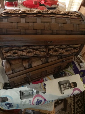 Bamboo wooden boxes used, set of 2 pieces 29x15 cm