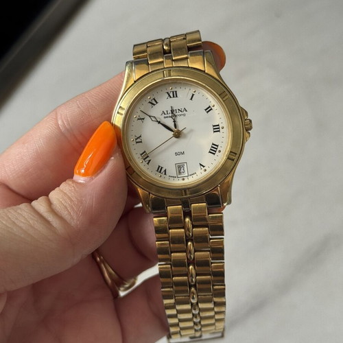 Alpina Seastrong Quartz Dress Watch used, gold-plated, Swiss made