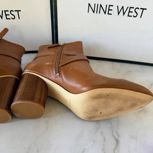 Nine West Women's Brown Leather Ankle Boots Size 39 used