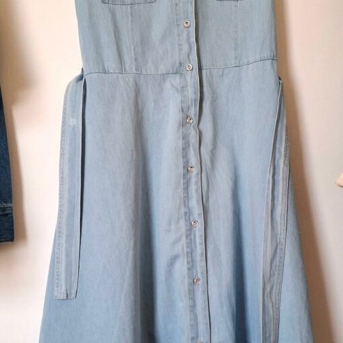 Denim women's dress new, cotton with buttons and belt