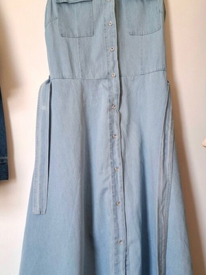 Denim women's dress new, cotton with buttons and belt