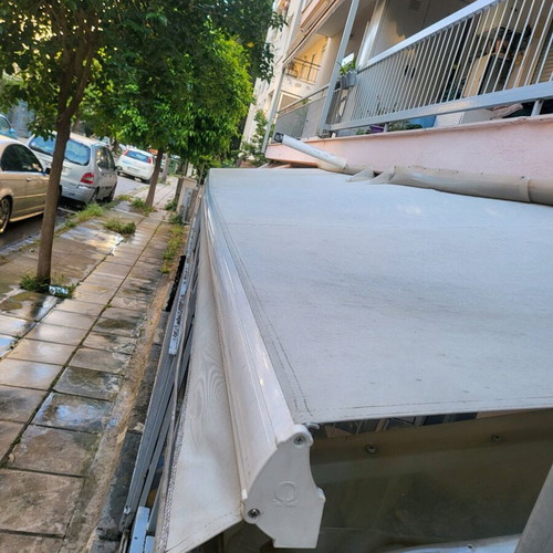 Tenda shading awning like new, white fabric with patterns, 6.41x1.90