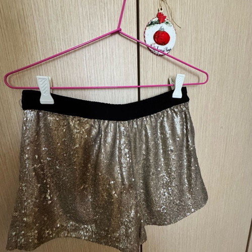 Mini Zara shorts like new with gold sequins and black elastic belt