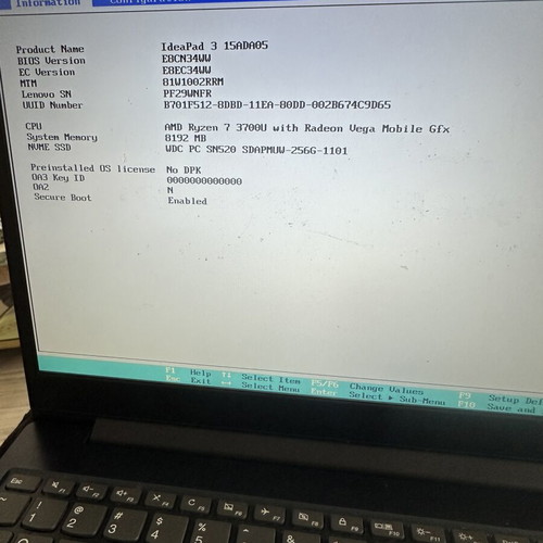 Lenovo Ideapad 3 laptop Ryzen 7 3700, 8GB RAM, 256GB SSD, Windows 11