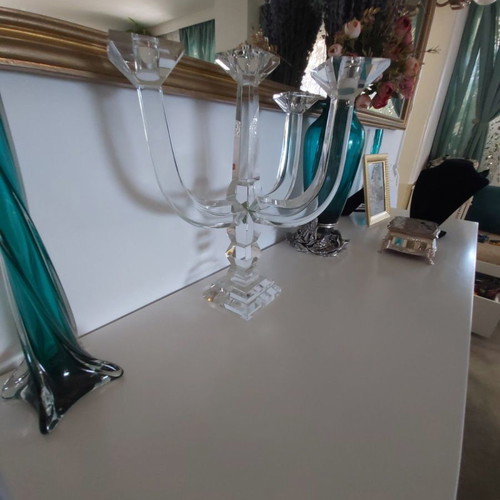Large crystal candle holder used, beautiful piece