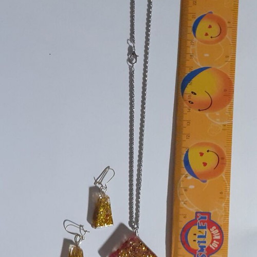 Set of 4 handmade jewelry sets with heart and square shapes, multicolor