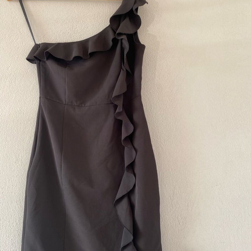 Black short one-shoulder dress Paranoia like new, size S