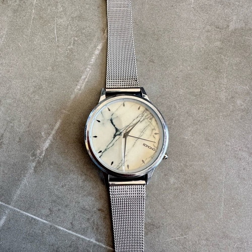 Komono Lexi Royale Marble watch used with silver bracelet and marble dial