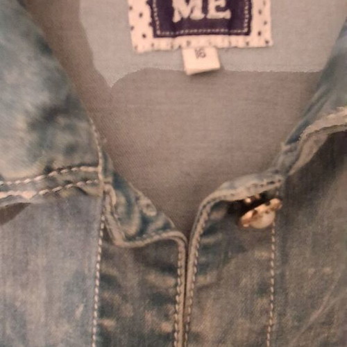 Jean jacket used turquoise and white, size S