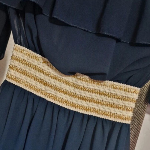 Dress new, size small, blue and gold for special occasion