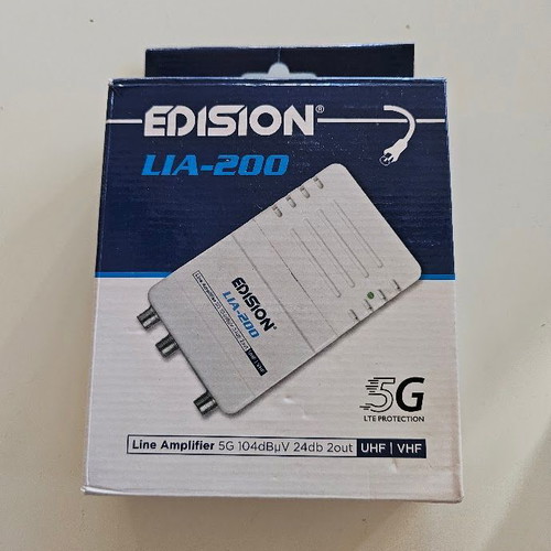 EDISION LIA-200 5G linear antenna amplifier 24dB UHF/VHF with 2 outputs