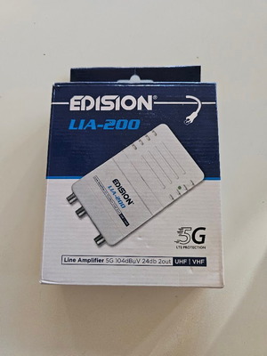 EDISION LIA-200 5G linear antenna amplifier 24dB UHF/VHF with 2 outputs