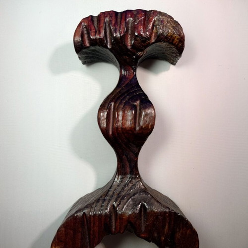 Vintage wooden carved candle holder used rare antique