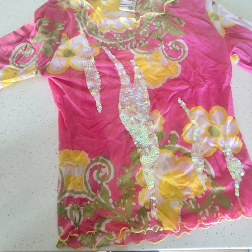 See Through Guru blouse XS used, pink and yellow, for 11 years old