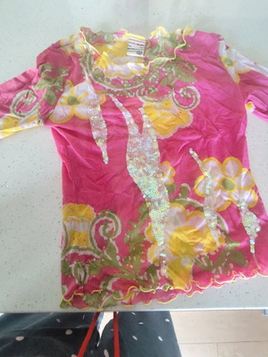 See Through Guru blouse XS used, pink and yellow, for 11 years old