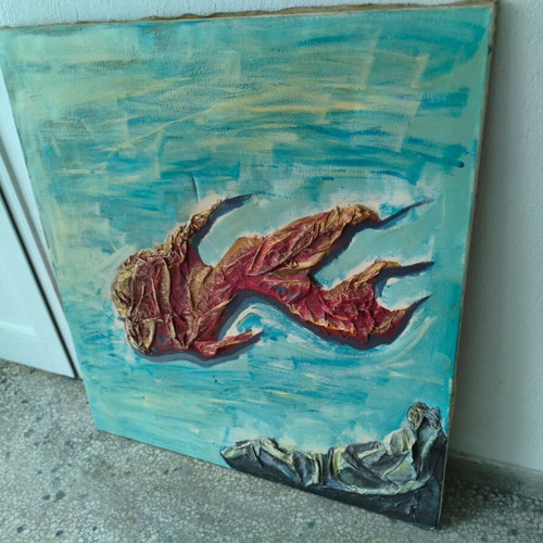 Embossed canvas painting 90x100 cm like new