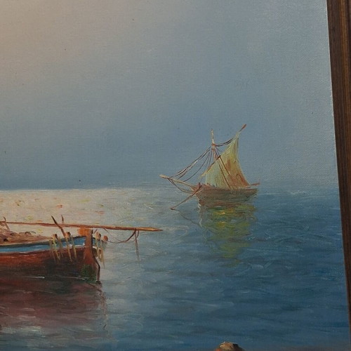 Christos Tselios Authentic Oil Painting on Canvas Signed Seascape 70x50 cm