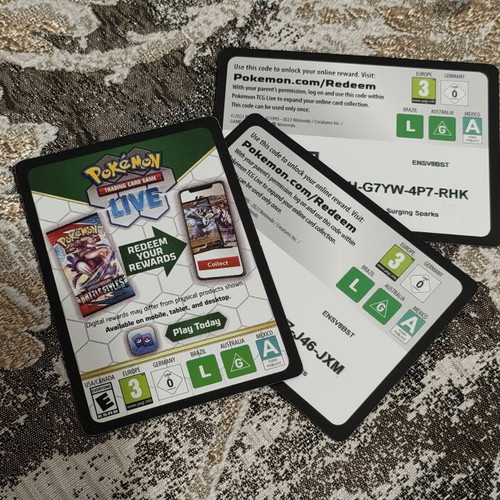 Pokemon digital redeem codes pack of 3 new
