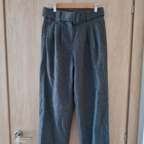 Wool gray Edited high-waisted pants with belt size S