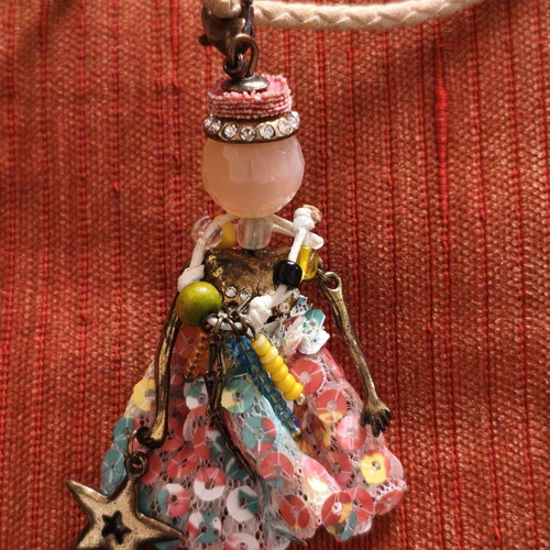 Handmade French Doll pendant necklace like new