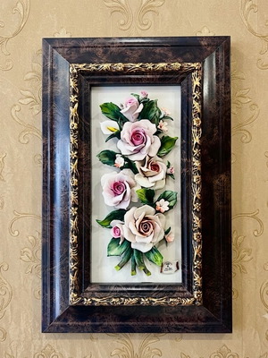Capodimonte porcelain framed artwork, new