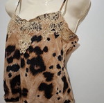Red Valentino Brown Leopard Lace Trim Camisole Size 44