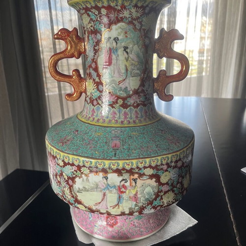 Chinese vase Famille Rose 45x27, like new, early 20th century