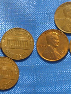 United States of America 1 Cent Coins used, pack of 5