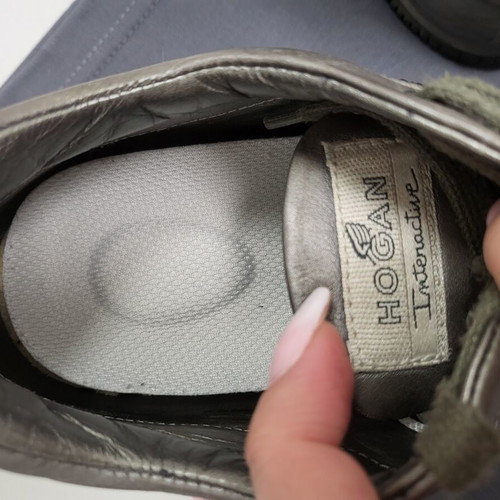 Hogan Interactive sneakers used, leather, grey and silver, sizes 38-39