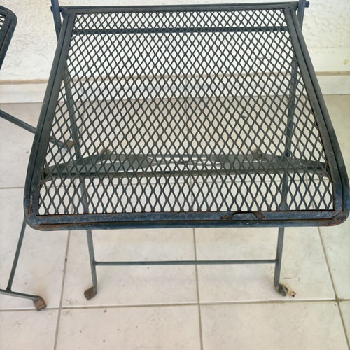 Folding metal outdoor chairs set of 2 used with mesh
