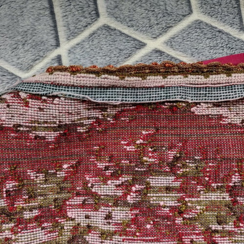 Antique pillow used, tapestry 30x30cm with satin back and gold wire